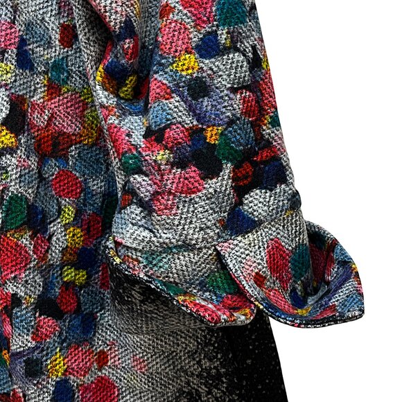 Damee Coat Abstract Painting 3 Button Half Black Half Multi XL Pockets Jacket - Picture 12 of 15